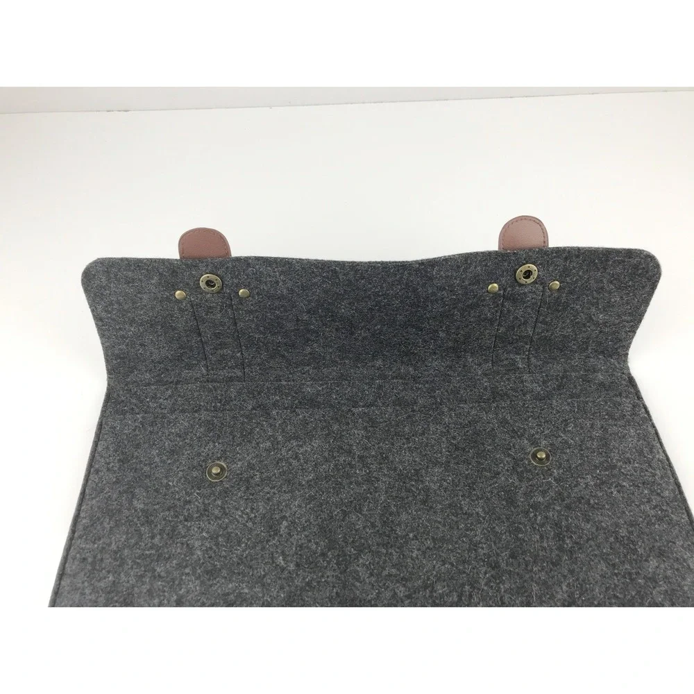 MOSISO Laptop Sleeve Case Felt Gray w/ Brown Faux‎ Leather Accents Tablet Cover
